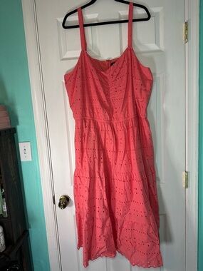 Lane Bryant Coral Eyelet Midi Dress